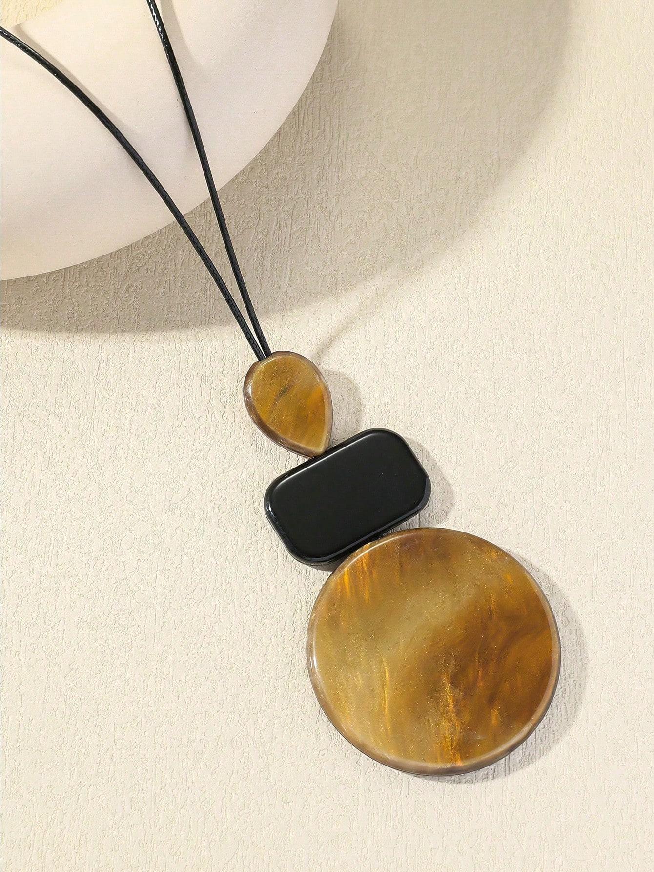 

1 шт. Богемное ожерелье с длинной подвеской для женщин, Ретро Минималистичная Геометрическая Подвеска Свитер Цепочка Аксессуар коричневый