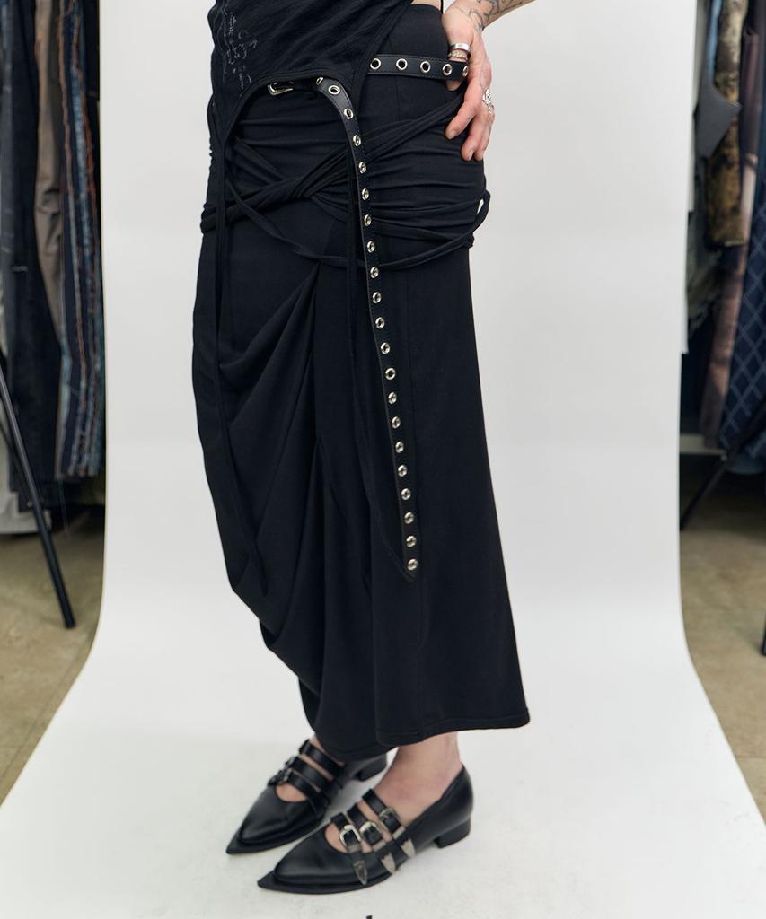 Blr Asymmetric Layered Maxi Skirt Black