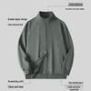 Men's 420g Heavyweight Stand-up Collar Zipper Hoodie - Gray, Spring/Autumn, Loose Fit, Versatile Cardigan.