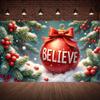 Festive Banner Red Theme Xmas Banner Holiday Banner Pine Branch For Home Decoration Mall Decoration Indoor Decor