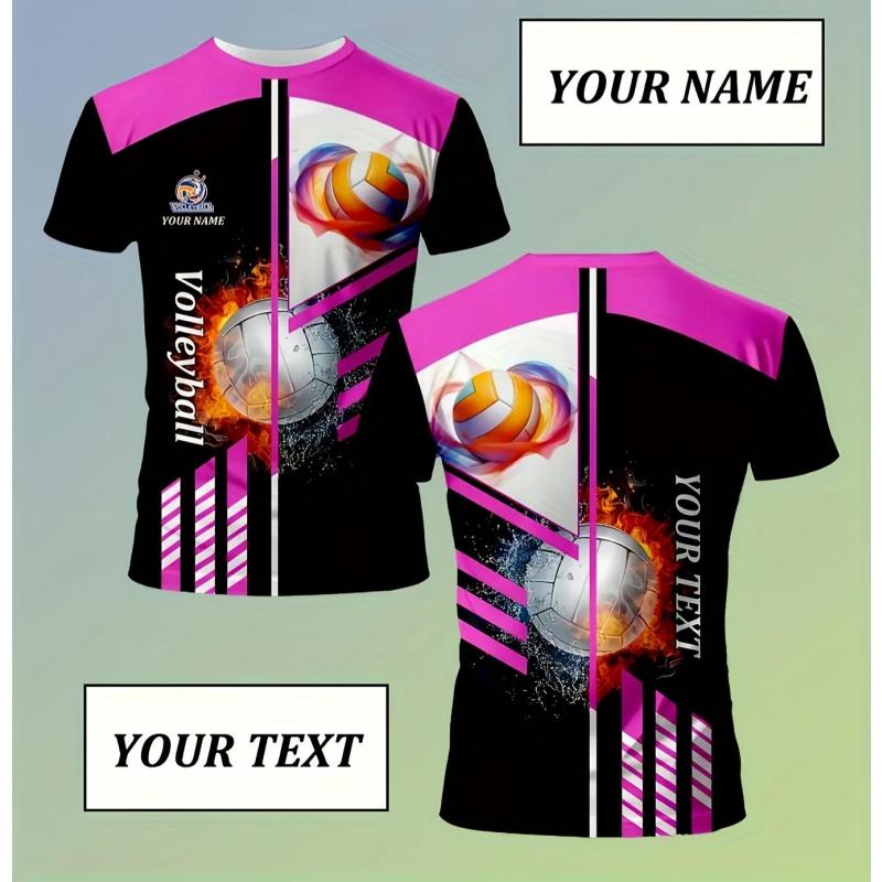 3D Printed Volleyball Jerseys T-shirt For Men Customized Graphic T Shirts Fashion Casual O-Neck Sports Tops Short Sleeve Tees