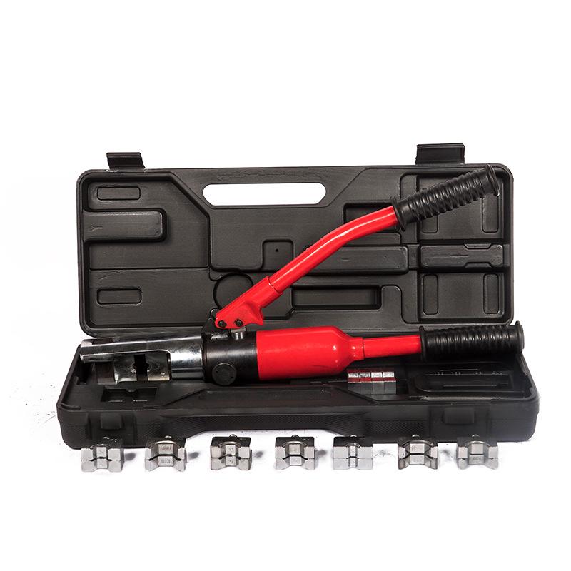 Manual Hydraulic Crimping Tool for Cable and Lug Terminals, Compatible with Copper and Aluminum.