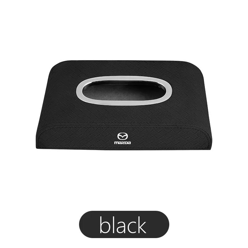 

2025 Hot Leather Car Tissue Box Holder Auto Interior Storage Bag For Mazda MX5 RX8 3 6 CX5 2 CX3 CX9 Demio MS GJI GH BK MP CX30 чёрный