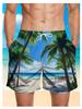 Men's summer tropical palm tree landscape print light breathable fabric suitable for vacation casual wear shorts