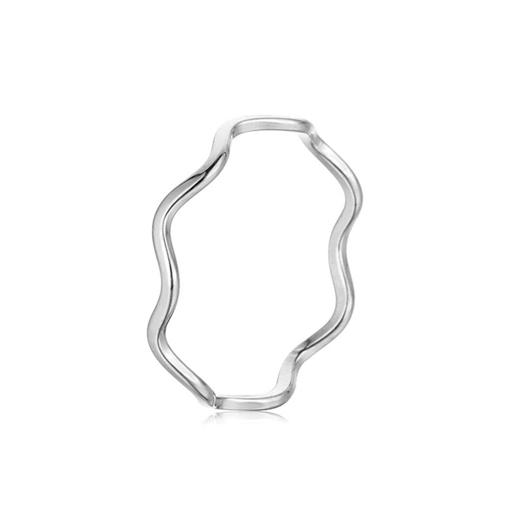 Fashion Simple Wave Ring Stainless Steel Women‘s Vintage Geometric Line Finger Rings Wedding Jewelry Gift for Lover Couple New