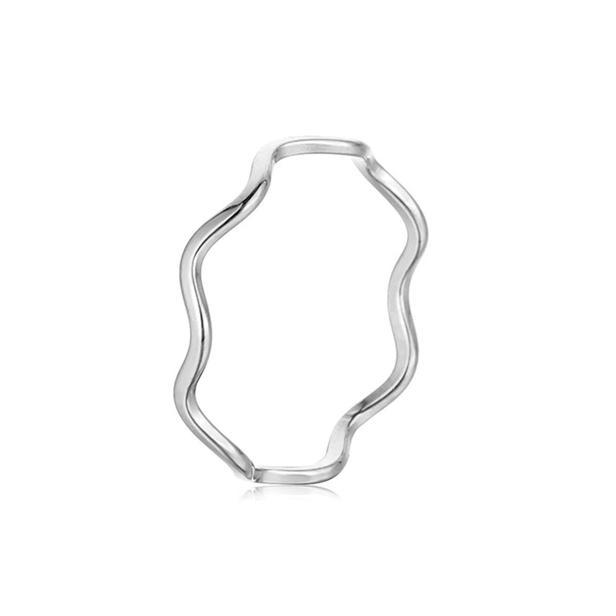 

Fashion Simple Wave Ring Stainless Steel Women‘s Vintage Geometric Line Finger Rings Wedding Jewelry Gift for Lover Couple New 5