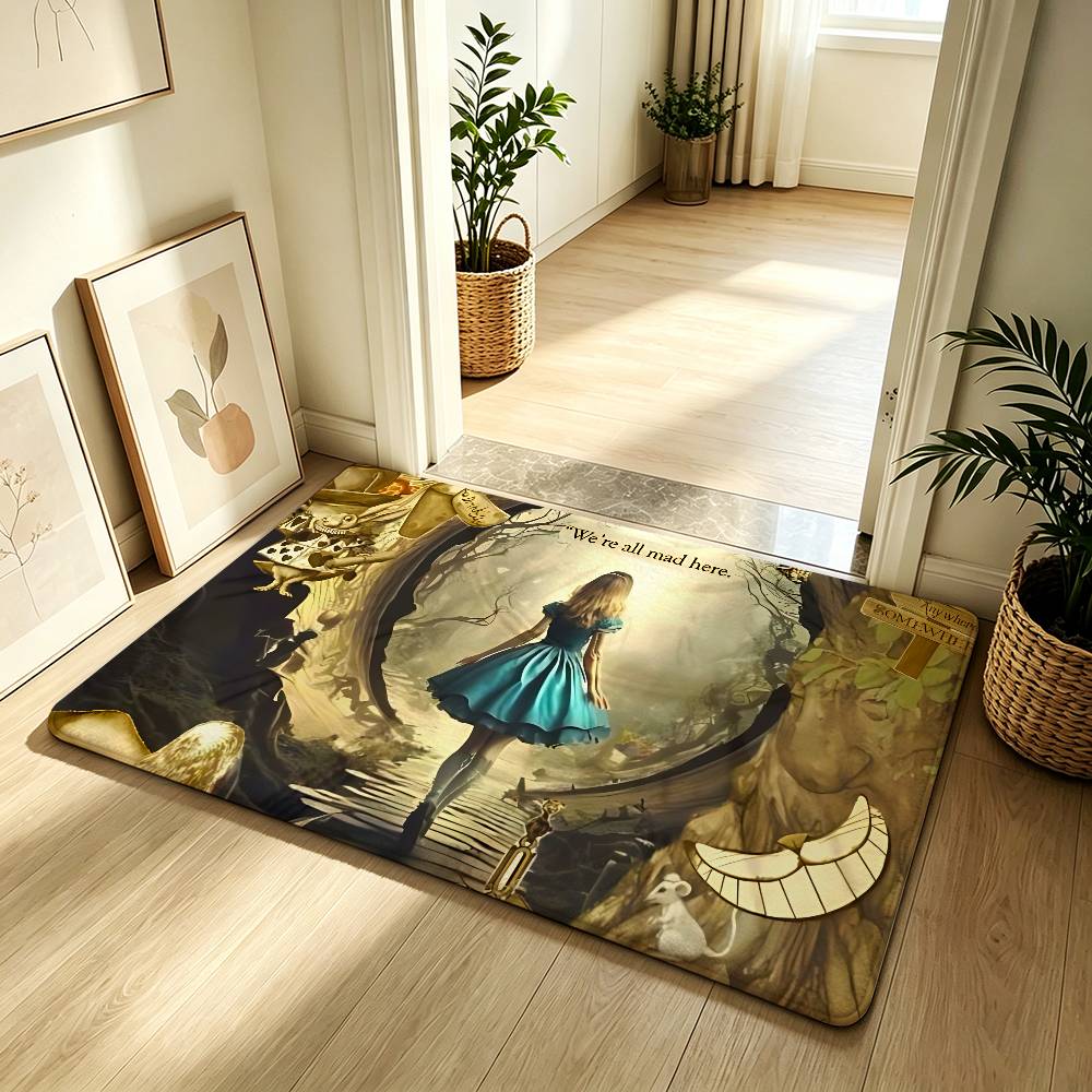 Anime-A-alice In-W-wonderlandS Classic Carpet Bathroom Anti-slip Mat Door Mat Home Decoration Mat Entrance Mat Scratch-resistant