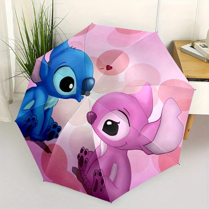 

Stitch,Pink Alien Automatic Opening and Closing Umbrella - 8 Ribs Windproof Portable Folding Umbrella with Plastic Handle, Suitable for Casu