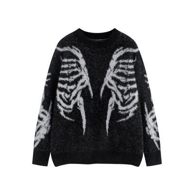 2024 Unisex Skeleton Design Mohair Sweater: Trendy Autumn/Winter Cool Streetwear Knit