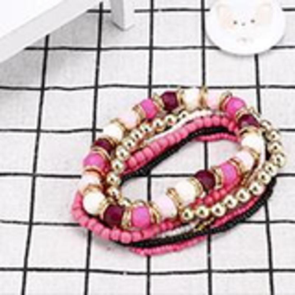 Fashion Elastic Silver Multi-layer Beaded Bracelet Bangle Boho