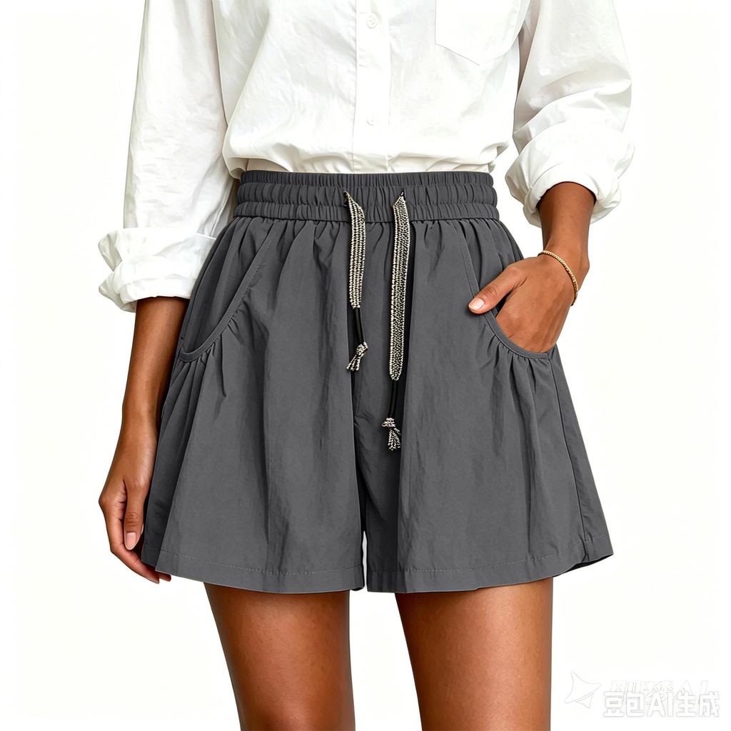 Women Summer Loose Fit Lightweight Casual Shorts with Pockets Elastic Waistband Drawstring Adjustable Relaxed Fit Bottoms