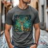 Deer On Firefly Forest ArT T Shirt Whimsical Animal Nature Themed Jungle Print Lover Idea Vintage Washed Slightly Comfortable