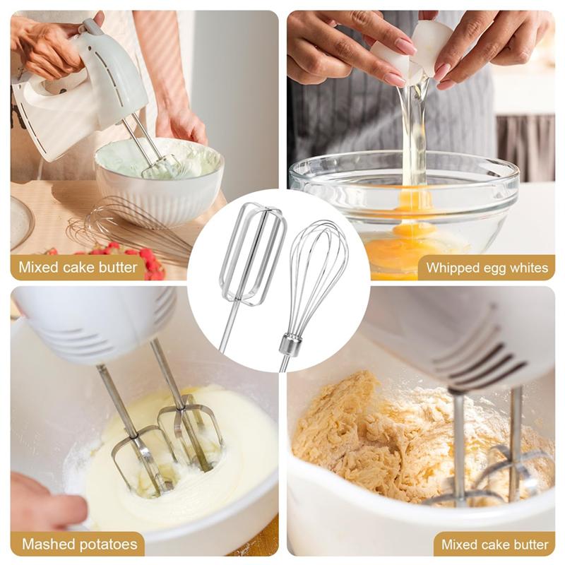 Good-4Pcs Hand Mixer Beaters Attachments Set, 2 Styles Stainless Steel Handheld Mixer For Hamilton Beach Hand Mixer 62682RZ