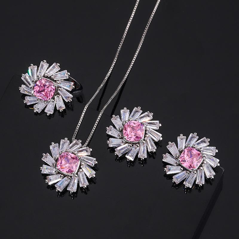 

Ювелирные изделия Huamei, модное ожерелье с подвеской в виде цветка, изысканное кольцо с цветком и цирконием, женские нежные маленькие серьги