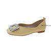 Fashion Plus Size Women Shoes Square Toe Pumps Spring New Rhinestones Buckle Slip On Women's Flat Shoes Ladies Office Work Casual Shoes