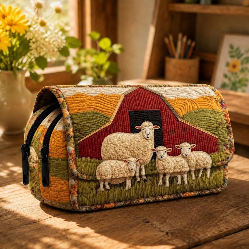 Pencil Case Students Digital Print Lamb Quilted School Office Daily Use