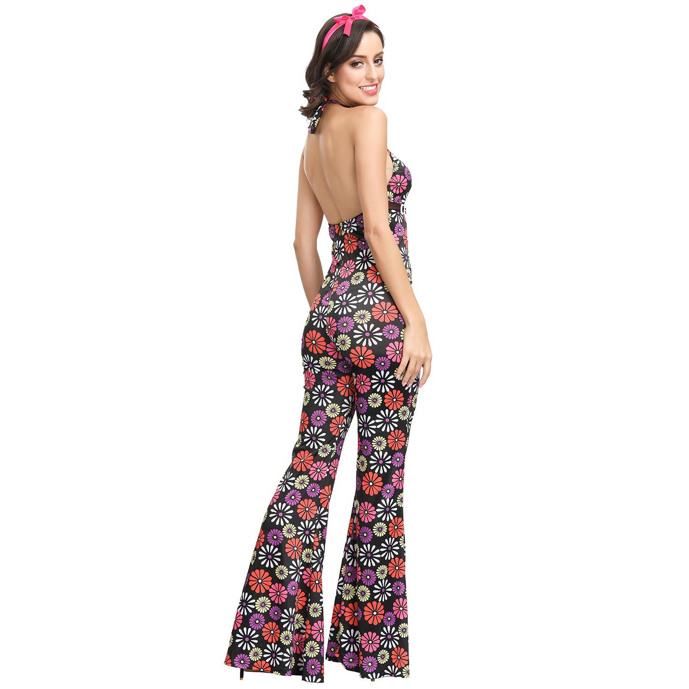 

M-XL 70 vintage disco stage costume, dress print orgy party costume M