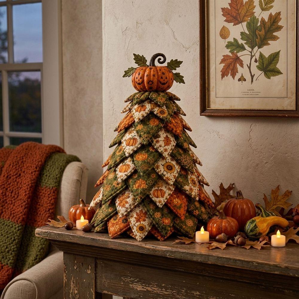 Pumpkin Ghost Quilted Christmas Tree Kit Black Cat Spider Hand Sewing Festival Tree Fall Harvest