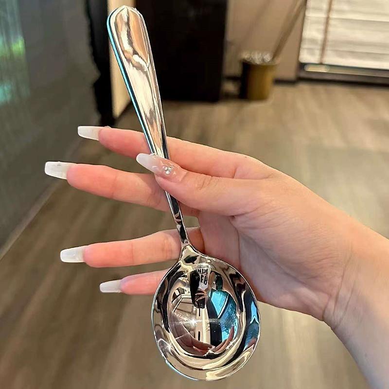 Edelstahl Rundlöffel Net Rot Golden Dinner Langer Griff Rühren Dessertlöffel Für Küchenzubehör Gadgets