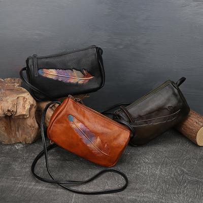 Sac à bandoulière pour femme en cuir véritable avec couche supérieure en cuir de vachette, sac carré vintage pour femme