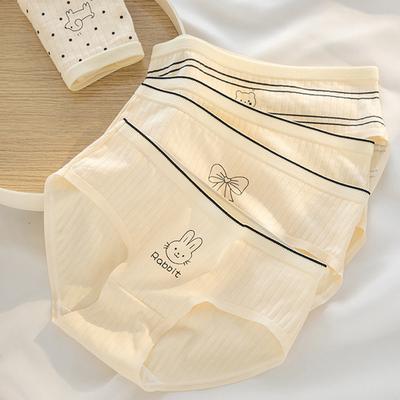 Mutandine di cotone a righe verticali a vita media da donna alla moda Slip semplici e comodi Intimo indossabile