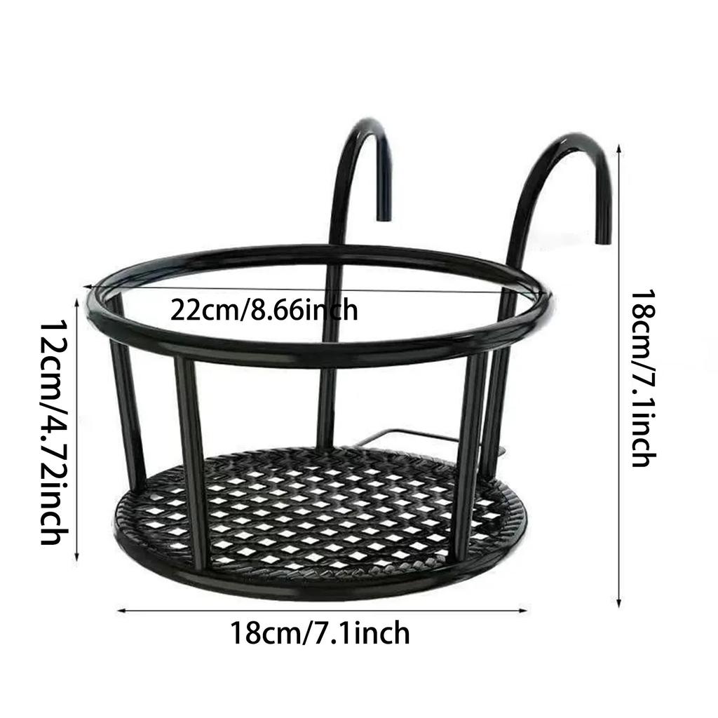 1PCS Iron Wall Mounted Flower Pot Holder for Balcony Round Outdoor Hanging Plant Bracket Heavy Duty Rustproof Garden Decor