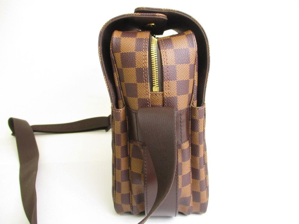 Authentic LOUIS VUITTON Damier Brown Leather Messenger Crossbody Bag Naviglio #9733  Refurbished