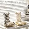 Light Luxury Bear Soap Box Ceramics Bathroom Holder Dish Golden Storage Drain Plate Tray Shower Supplies Gadgets