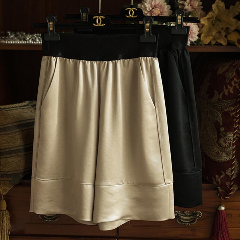 

Elastic Waist Satin Wide-Leg Pants Small чёрный