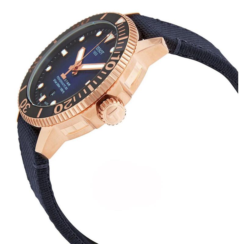 Tissot 1000 Automatické Mechanické Hodinky pro Muže Hodinky 43mm Modrý Ciferník Pouzdro z Nerezové Oceli Látkový Řemínek T120.407.37.041.00