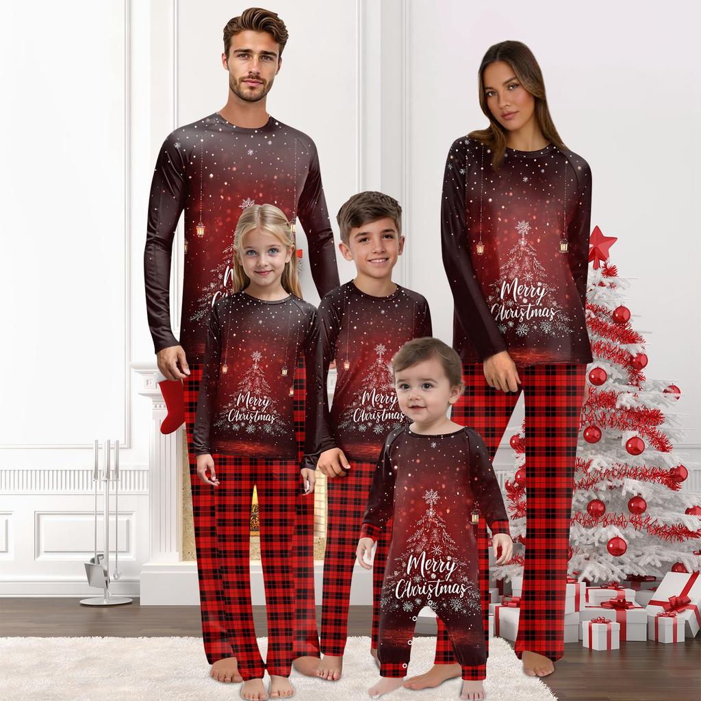 Christmas Prints Family Matching Long Sleeve Tops+Pants Set Family Matching Sets