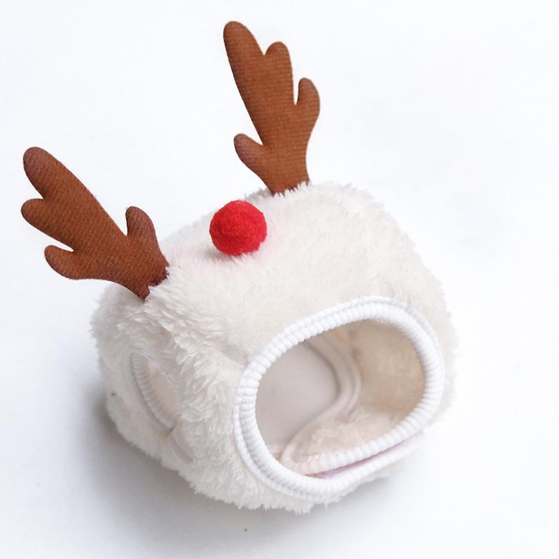 

Різдвяний капелюх для тварин Милі роги Слина Рушник для собаки Кота Одягання Гарний дизайн Осінньо-зимовий одяг Аксесуар для домашніх тварин 2025 S білий