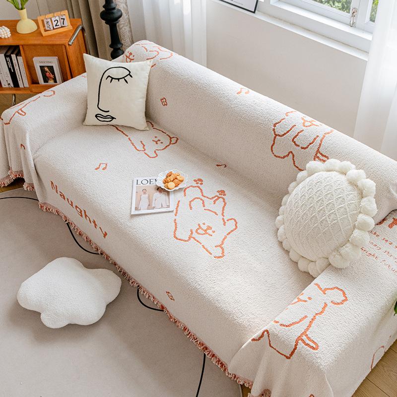 Cartoon Sofa Towel High-Grade Plush Yarn Sofa Cover Sofa Cover Cloth Full Covered Sofa Cover All-Inclusive Non-Slip