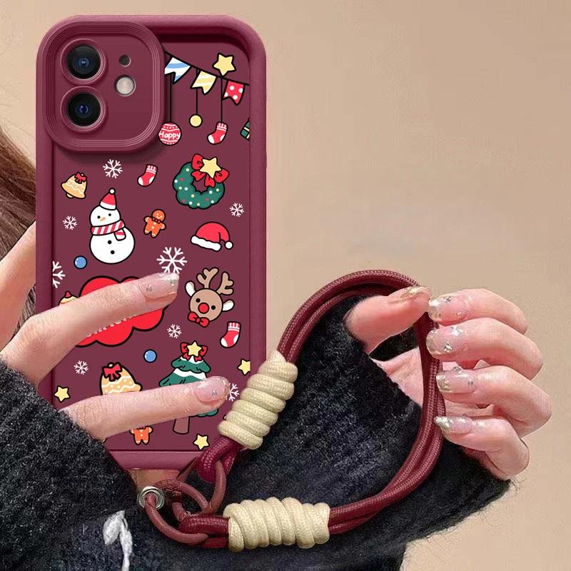 Cute Christmas Red Chain Phone Case For Huawei P20 P30 P40 P50 Pro Mate 20 30 40 50 Pro Lite Nova 5i 5T 11 Play 60 Plus Cover
