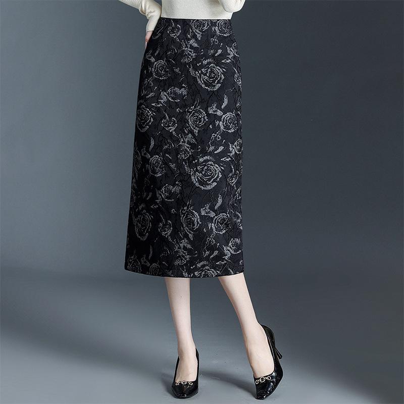 Jacquard A-Line Mid-Length Skirt: Women's 2026 Chinese Style Spring/Summer Fashion.