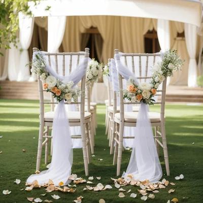 Chiffon Chair Sashes Wedding Aisle Decorations 9Ft Wrinkle-Free Draping Fabric for Ceremony Reception