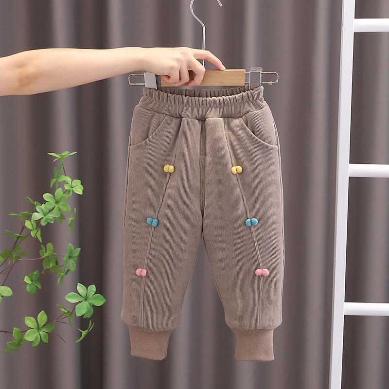 Girls' Winter Cotton Fleece-Lined Pants - Thick, Warm & Stylish Loose Fit