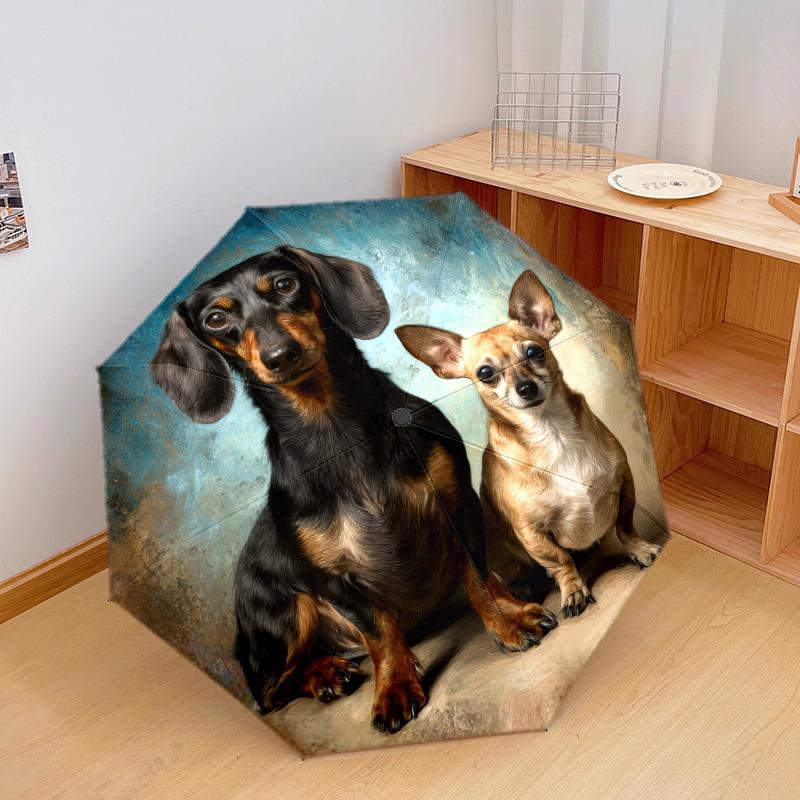 1 PC Automatic Folding Umbrella - Dogs Pattern, Portable & Foldable Design with 8 Ribs, Christmas Birthday Gifts