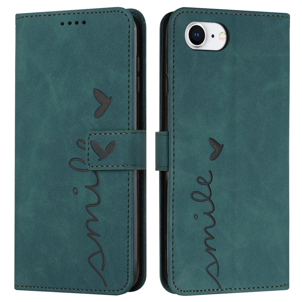 For iPhone 16e Case PU Leather Wallet Phone Cover Smile Love Heart Pattern