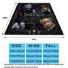 שמיכת פלנל עם הדפס Death Note, 1 יחידה, מתאימה לכל העונות, לקישוט הבית, לחום ונוחות, מתנות, מתנת חג