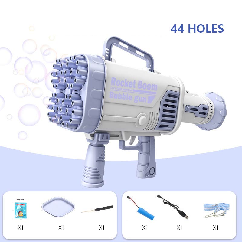 Hot Kids Gatling Bubble Gun Toy 64-Hole Charging Electric Automatic Bubble Machine Summer Outdoor Soap Water Children Toys