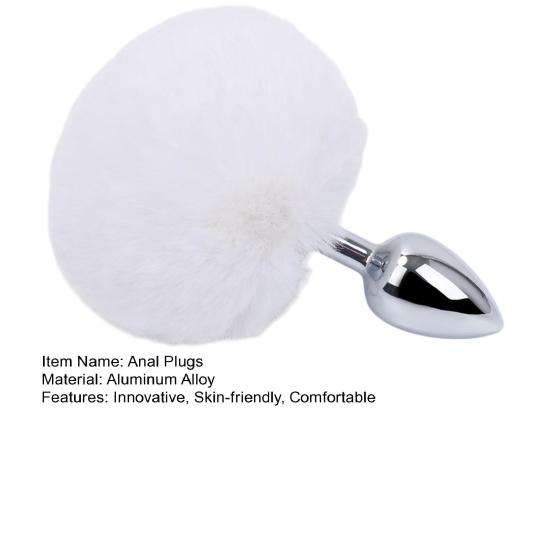 Metal Anal Plugs with Faux Fur Stainless Steel Butt Plugs for Prostate/G-Spot Stimulation Weighted Ergonomic Design Body-Safe Discreet Adult Toy