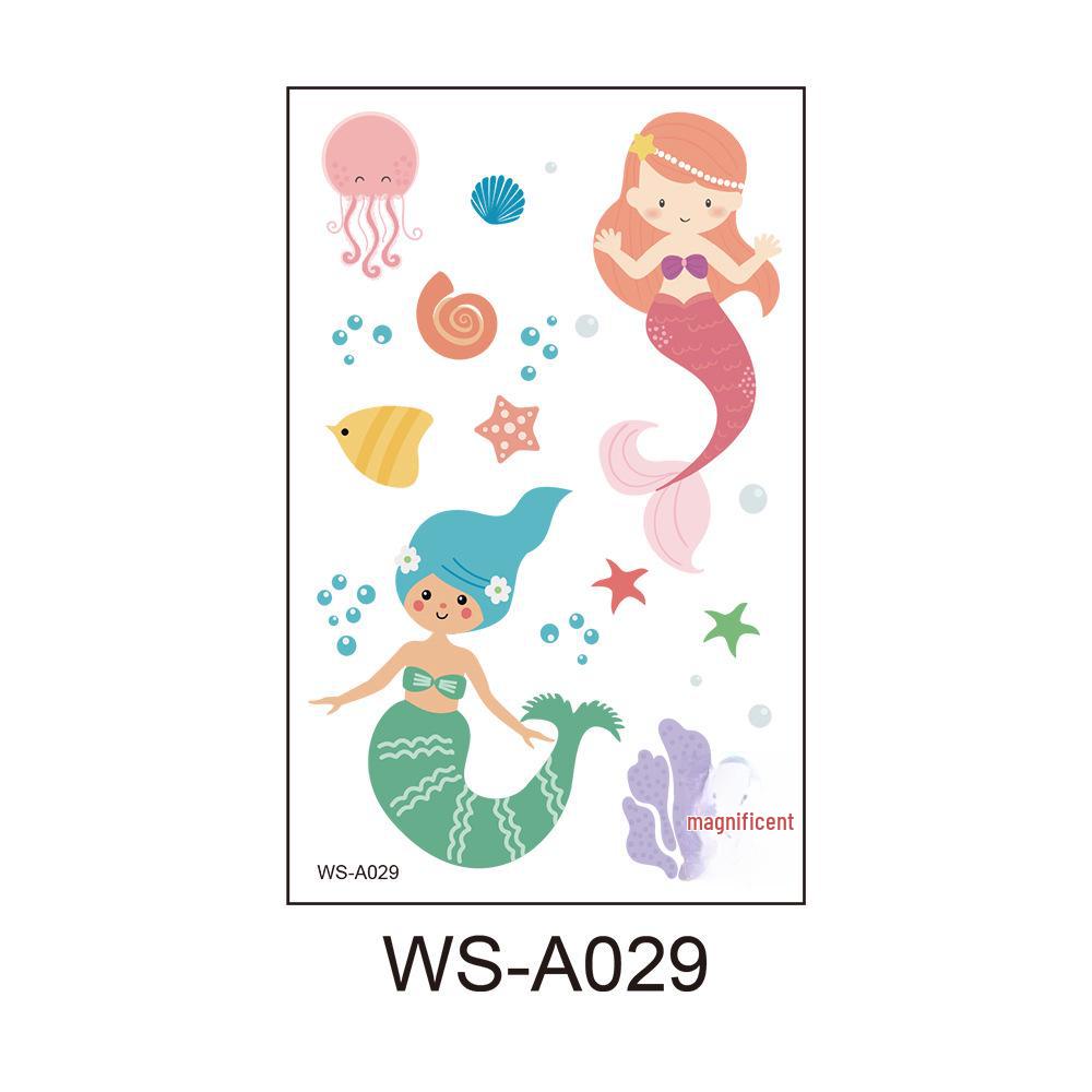 Waterproof Cartoon Princess Tattoo Set - Mermaid Theme for Kids