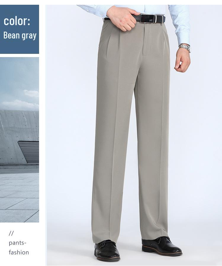 Herren High Waist Seidenkleiderhosen - Sommer Dünn, Locker Geschnitten, Gerade Bein Hose