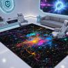 Color Splash Game Controller Gaming Rug Black Background Gamer Print Boys Playroom Carpet