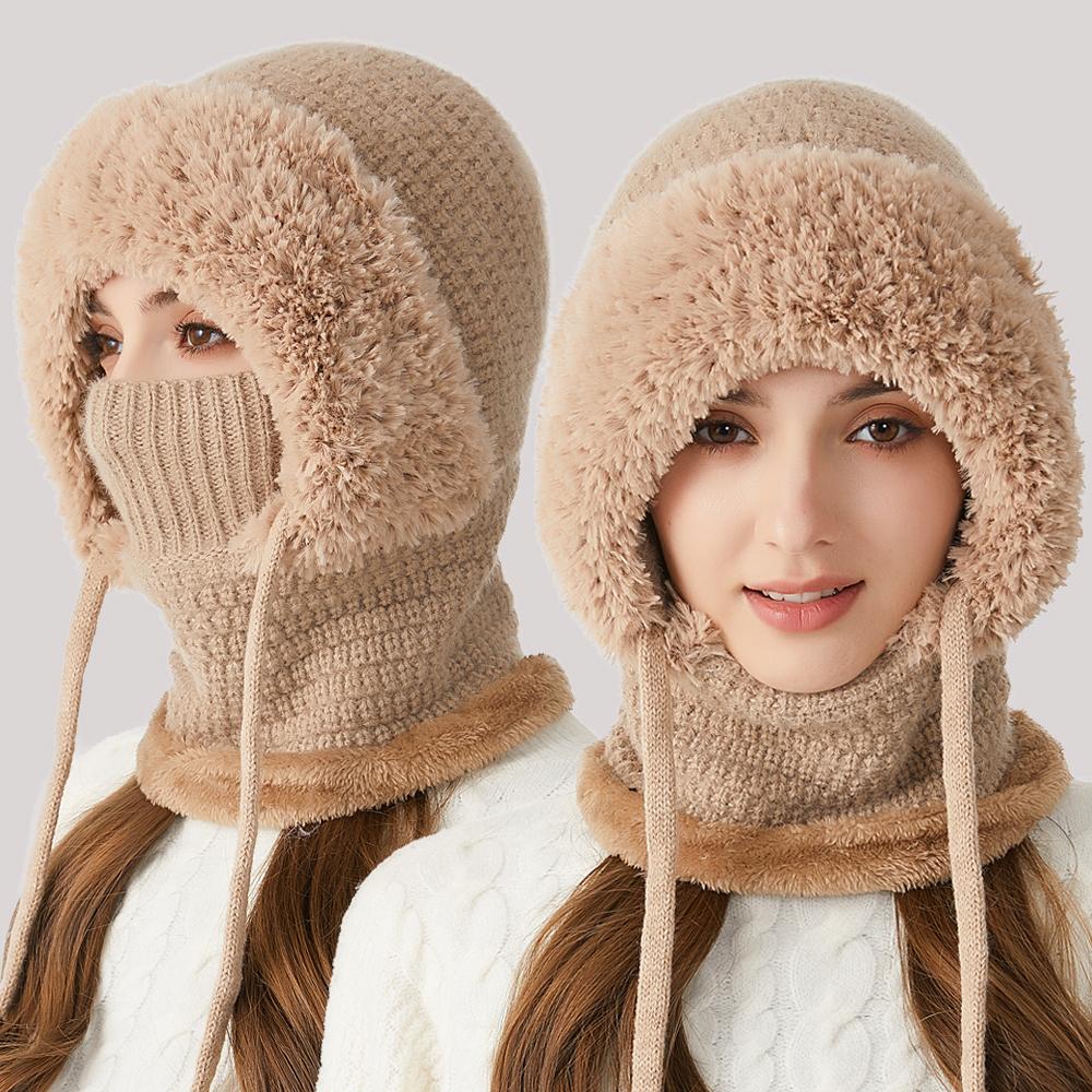 Wind-Resistant Balaclavas Face Mask Neck Scarf Set Hooded Balaclava Ski Hat  for Cold Weather