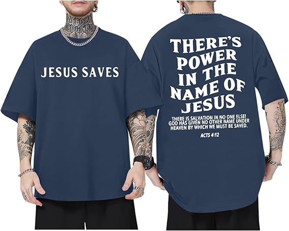 Jesus Saves TShirt Summer Mens Christian Faith Graphic Tee Acts 412 Print Minimalist Streetwear Short Sleeve Casual Top