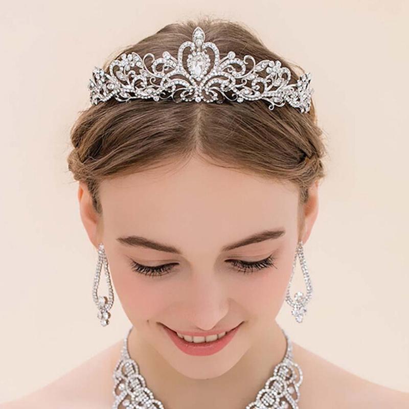 Women Girls Elegant Wedding Bride Crown Headwear Rhinestone Tiaras Cute Gift