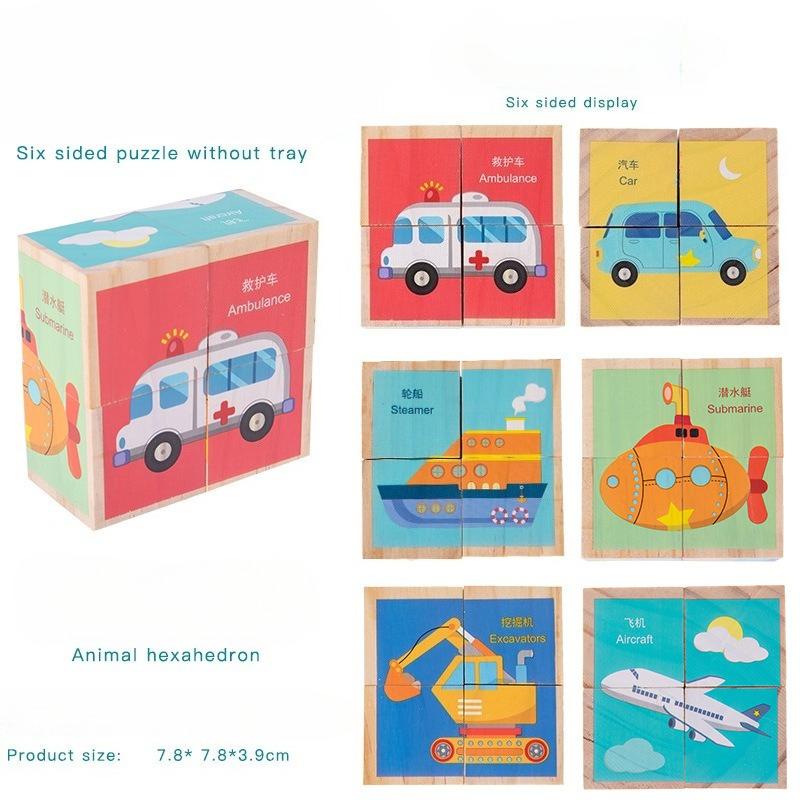 3D Wooden Puzzle – Educational Flip & Build Blocks for Kindergarten Kids