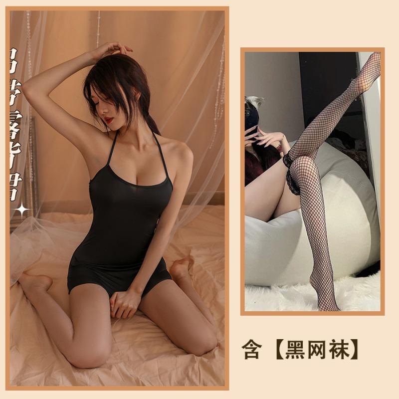 Sexy lingerie pajamas halter tight nightgown suspenders uniform seduction suit